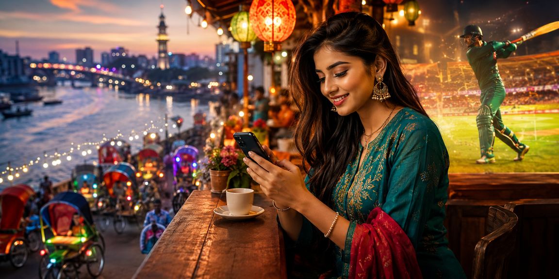 ঢাকায় রিকশার পাশে বসে ক্রিকেট বেটিং বোনাস চেক করছেন একজন